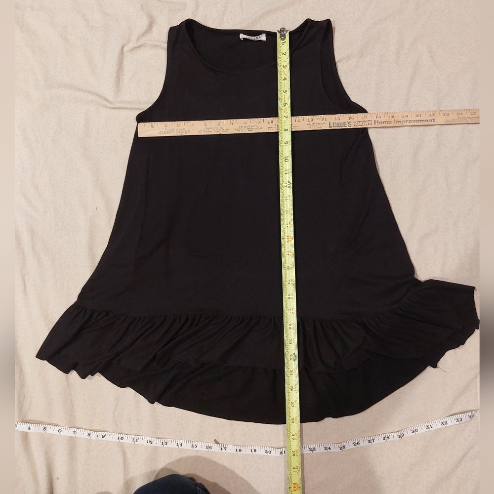 Zenena Black Sleeveless Ruffle Hem Tunic